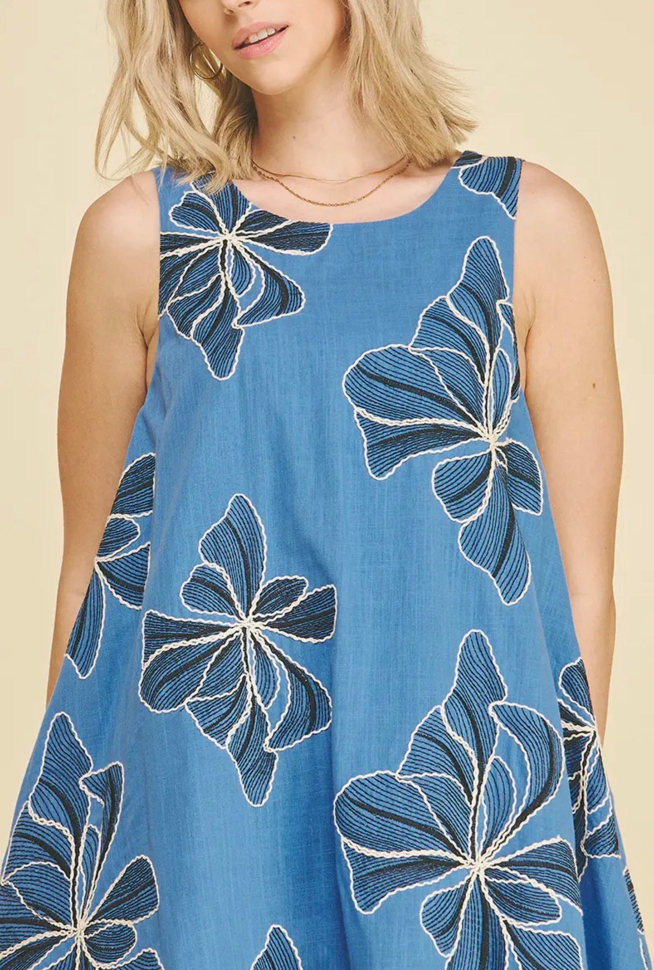 Floral Embroidered A-Line Dress