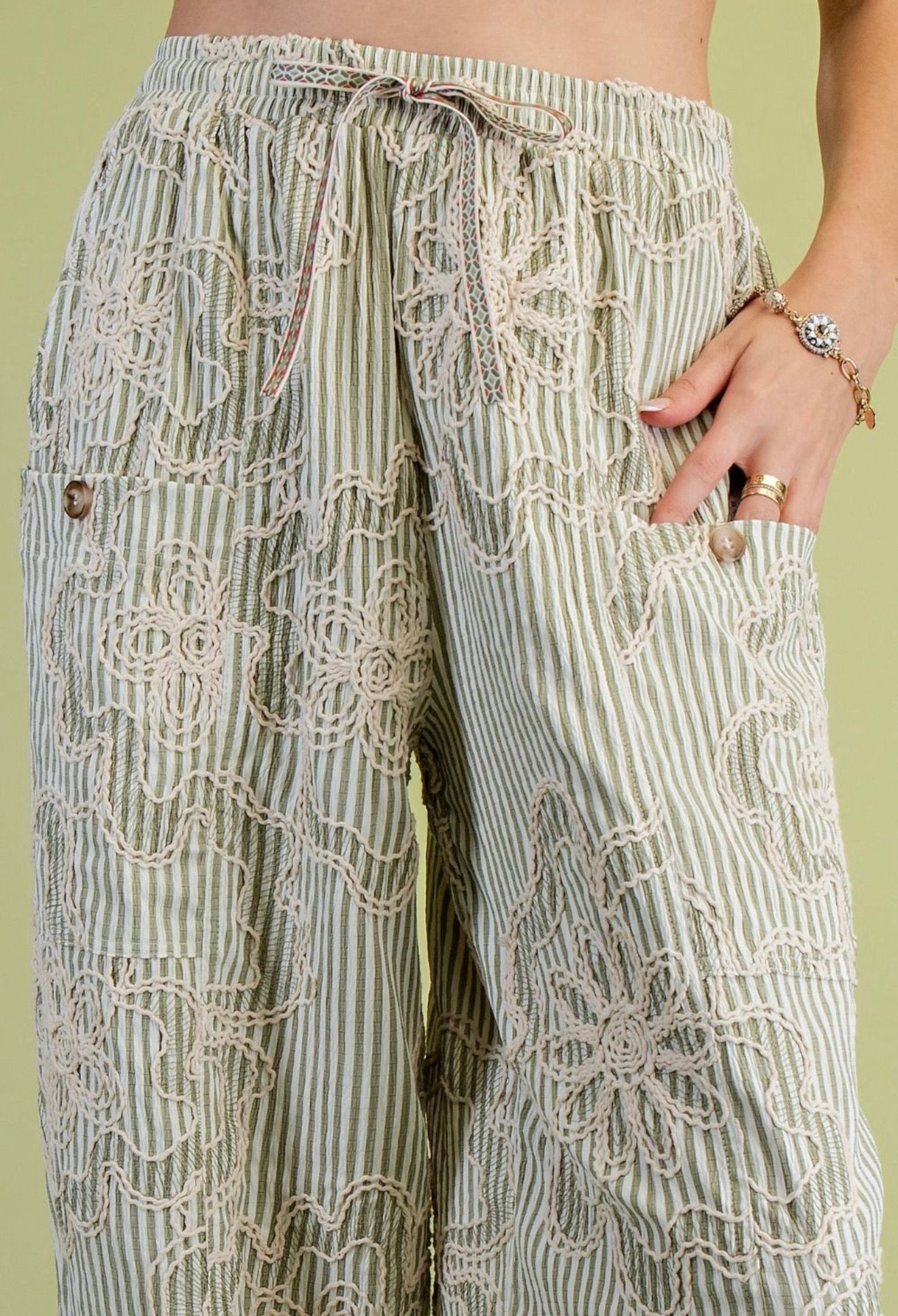 Sage Embroidered Pants