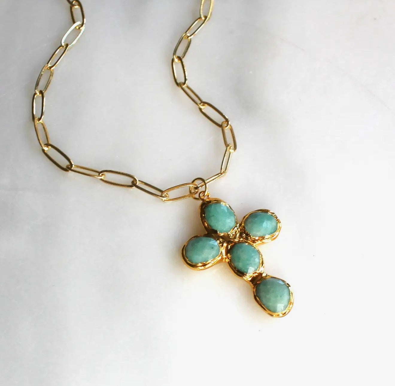 Amazonite Cross Necklace