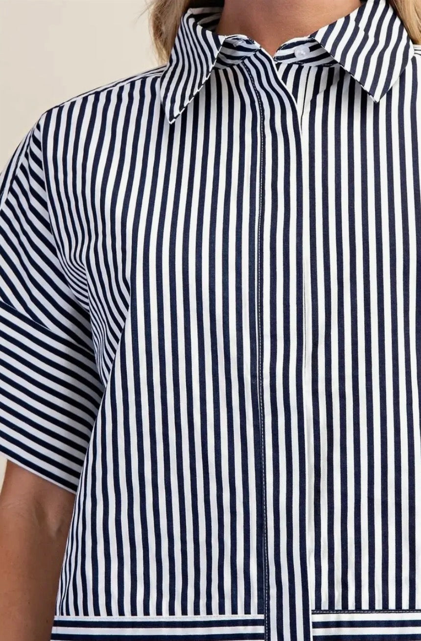 Navy Beck Blouse