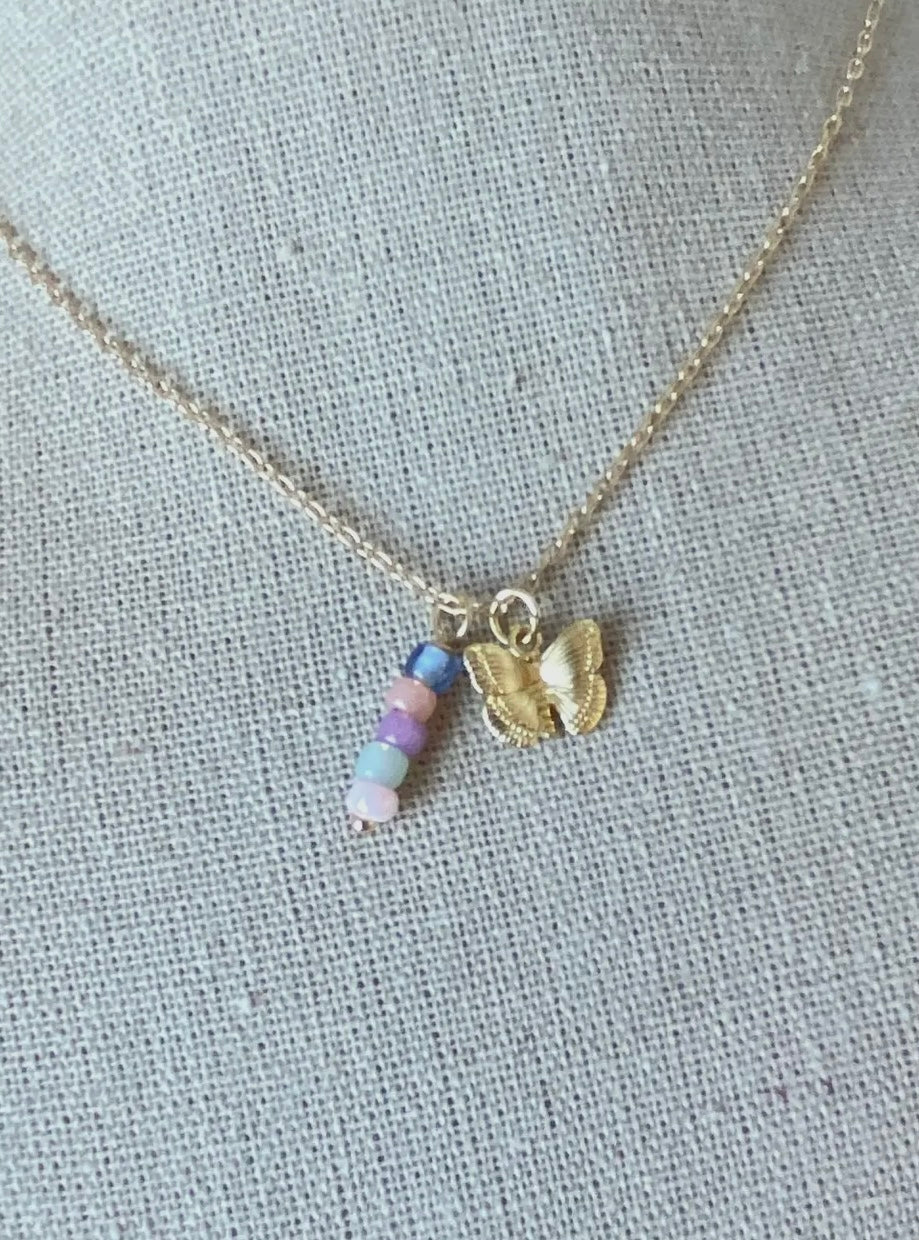 Small Butterfly Bead Necklace