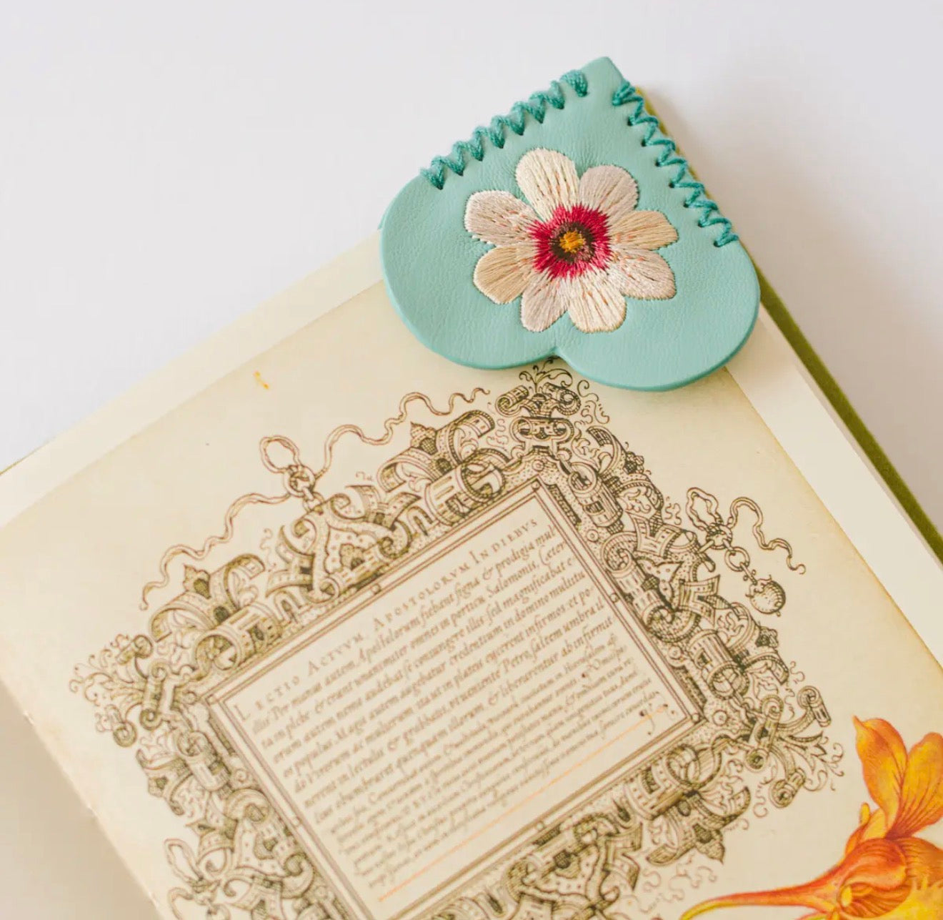Embroidered Heart Corner Bookmarks