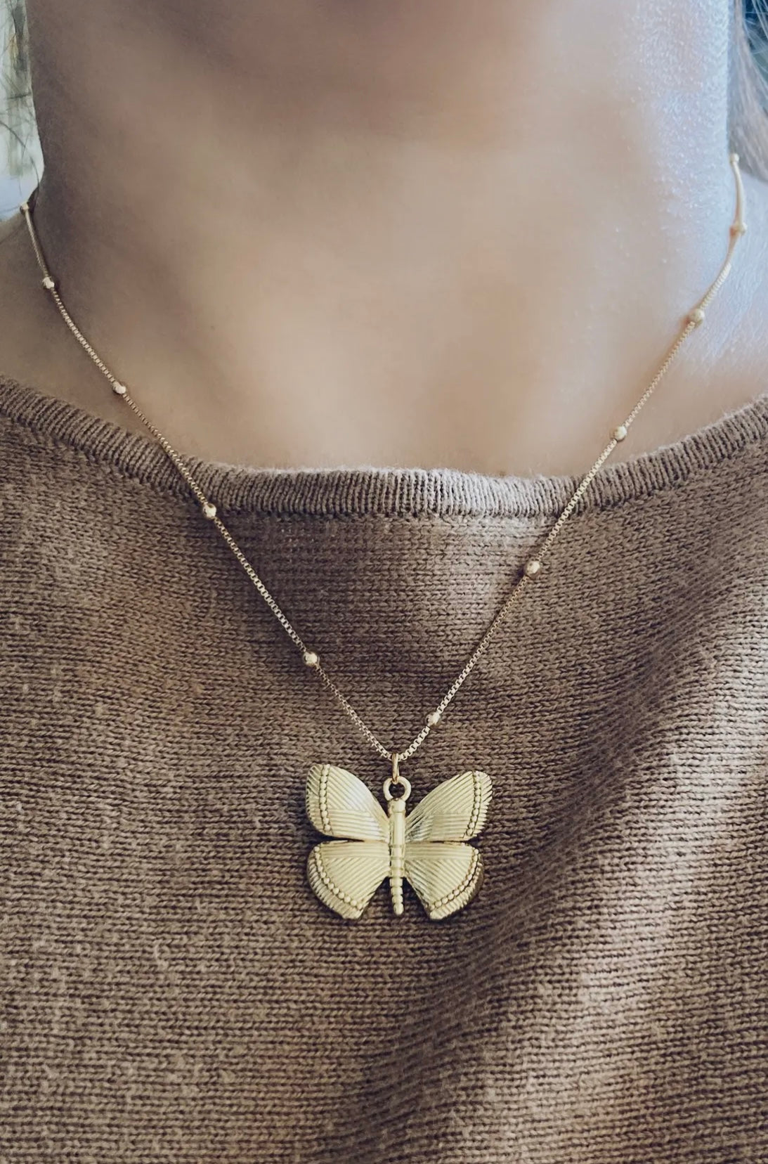 18K Gold Filled Butterfly Pendant Necklace