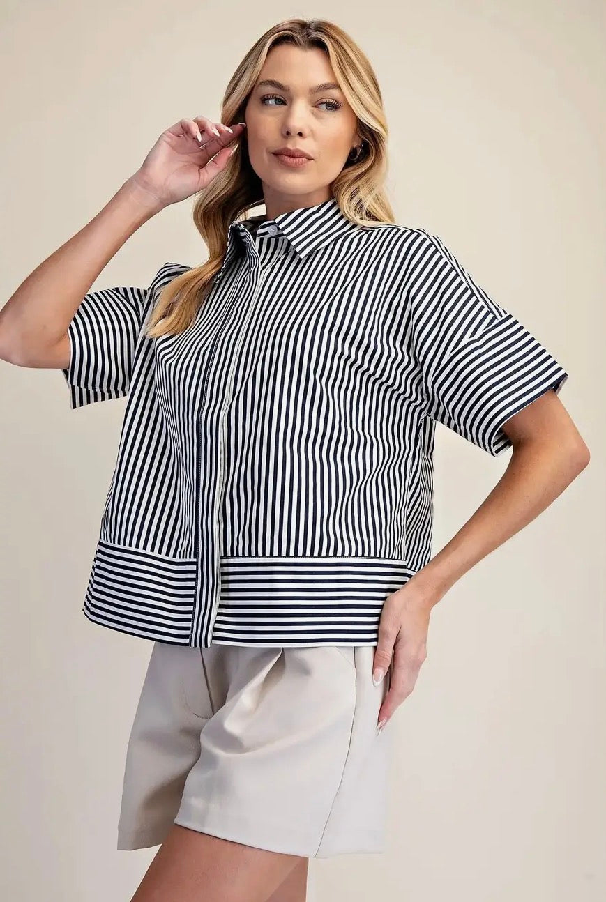 Navy Beck Blouse