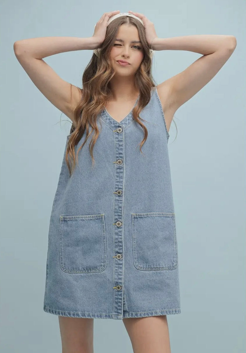 Denim Button Dress