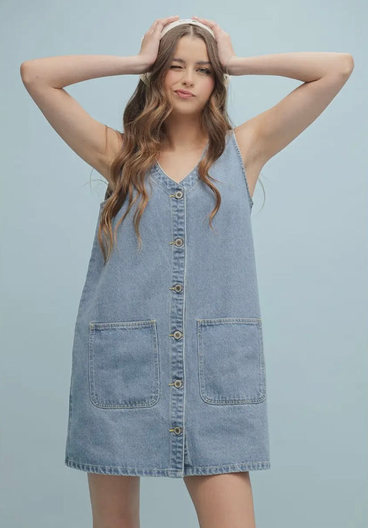 Denim Button Dress