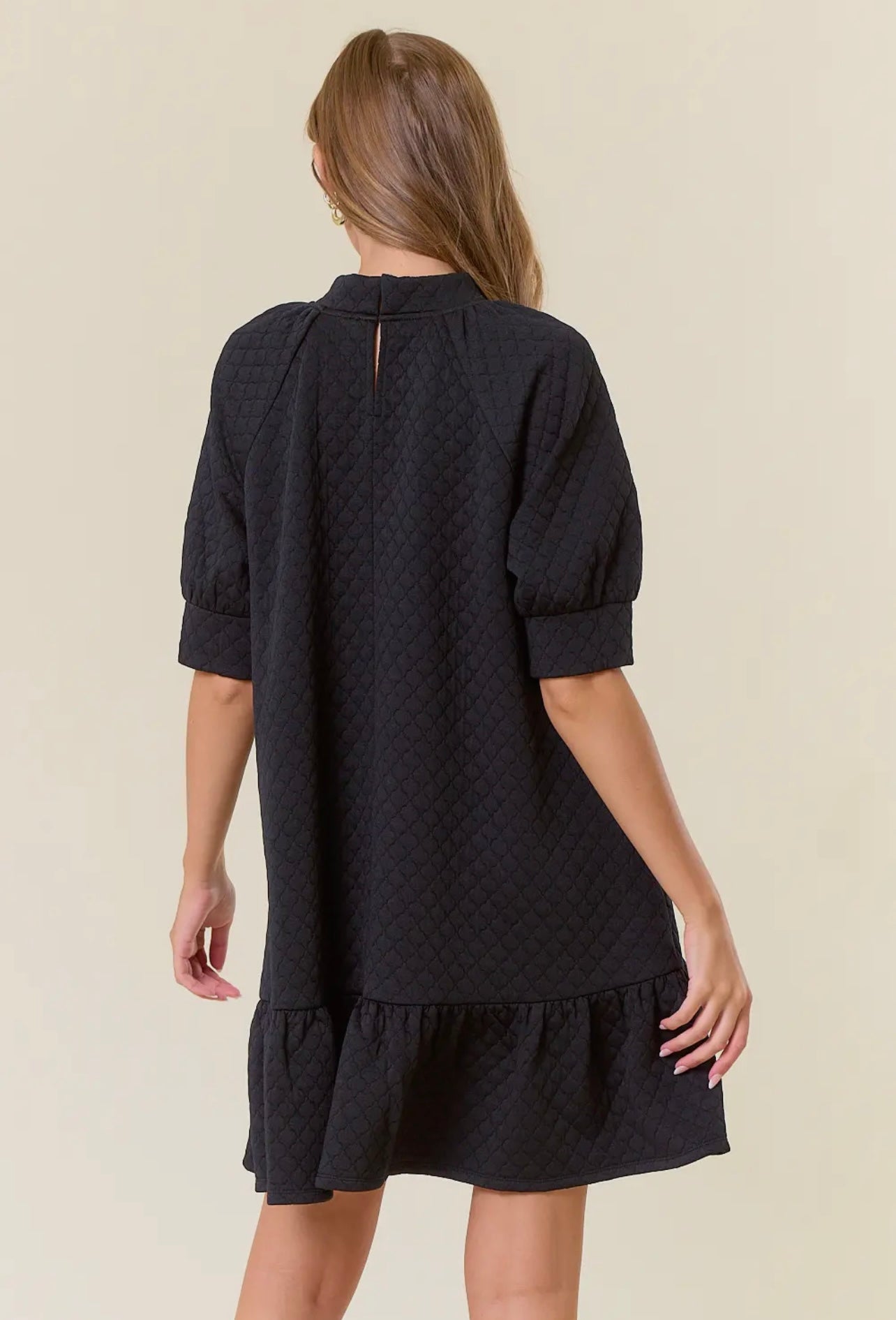 Quilt Knit Mock Neck Dress