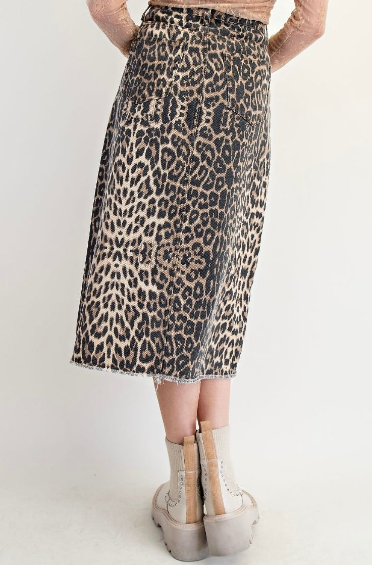 Leopard Denim Skirt