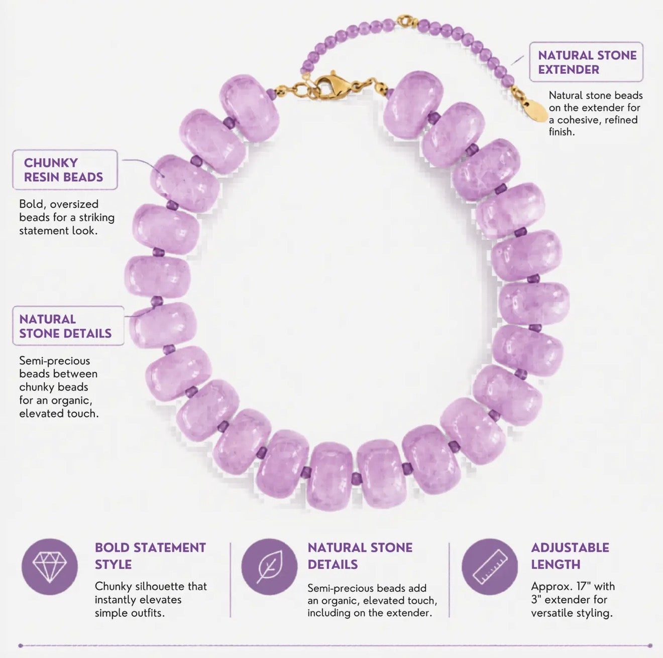 Chunky Resin/Natural Stone Necklace
