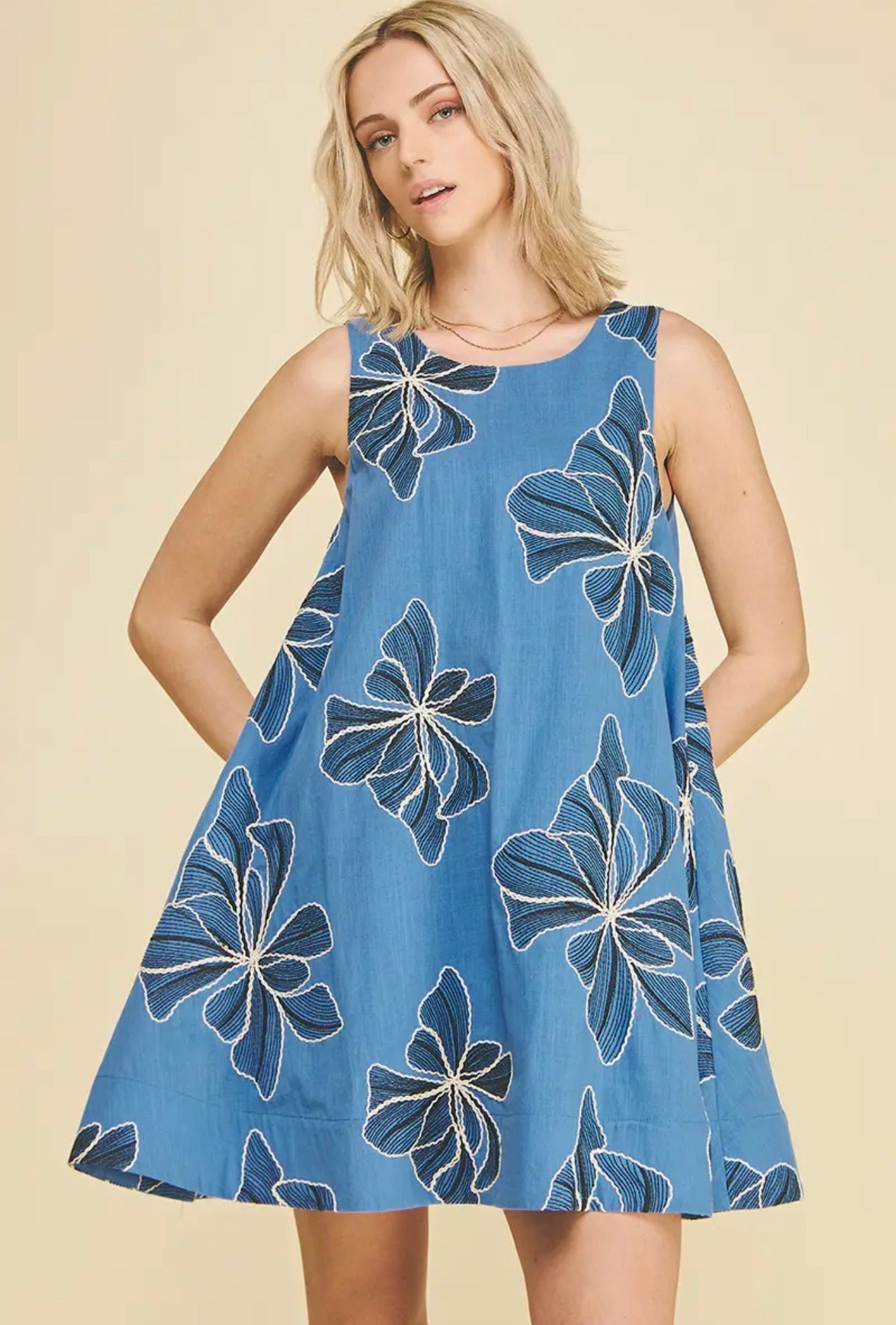 Floral Embroidered A-Line Dress