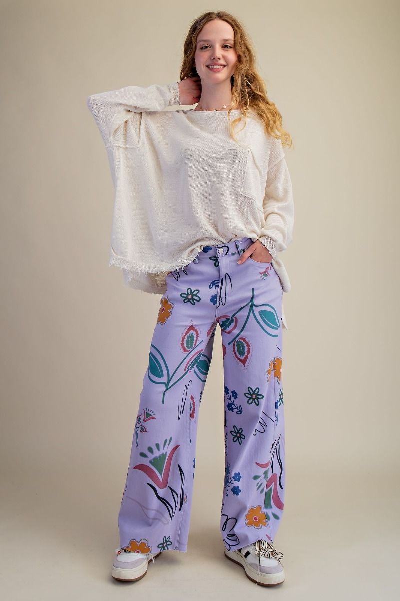 Floral Frenzy Denim- Lavender