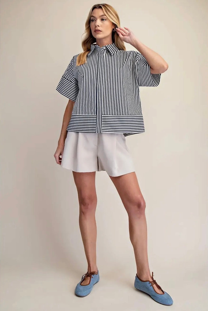Navy Beck Blouse