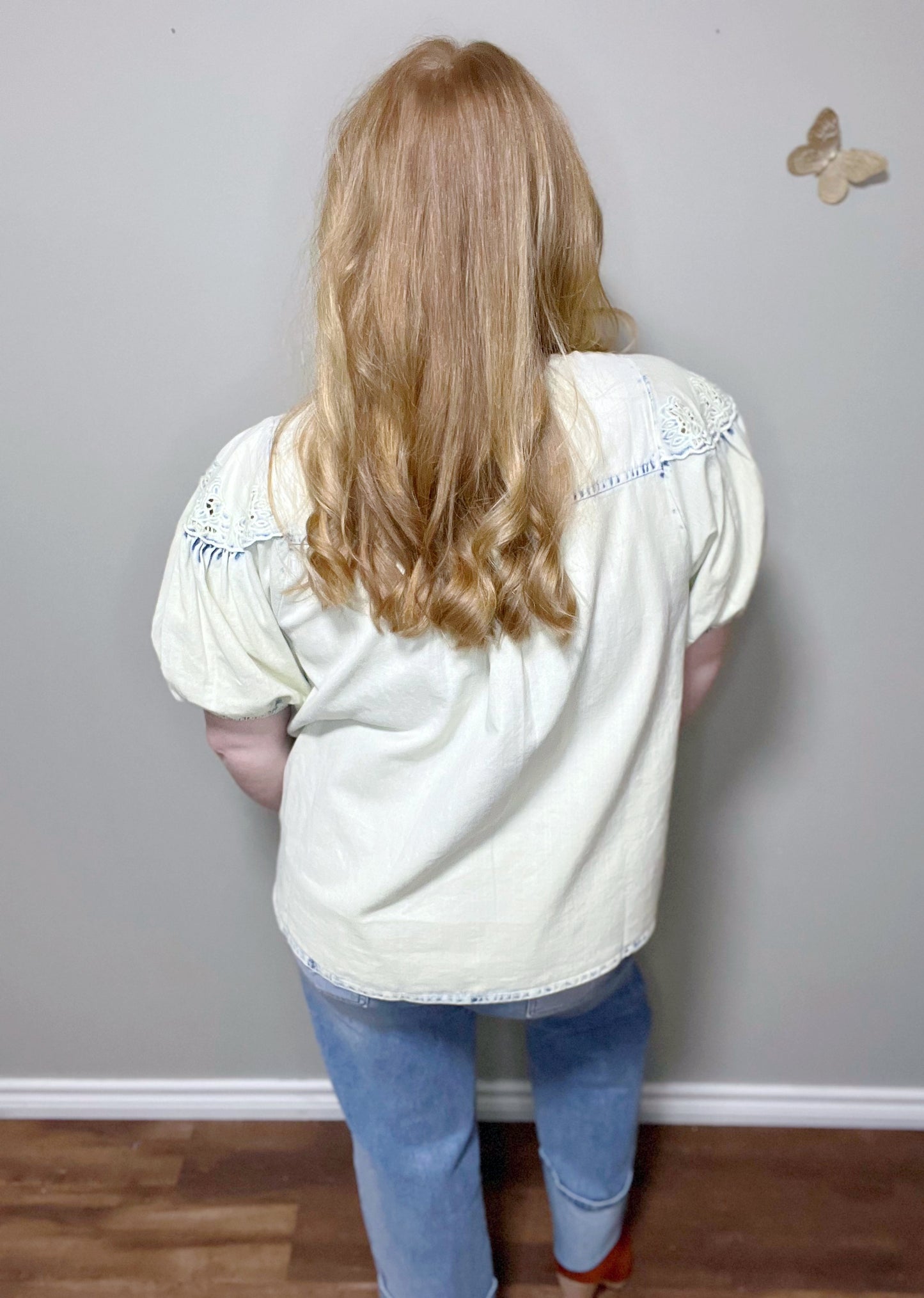 Martina- Eyelet Denim Top