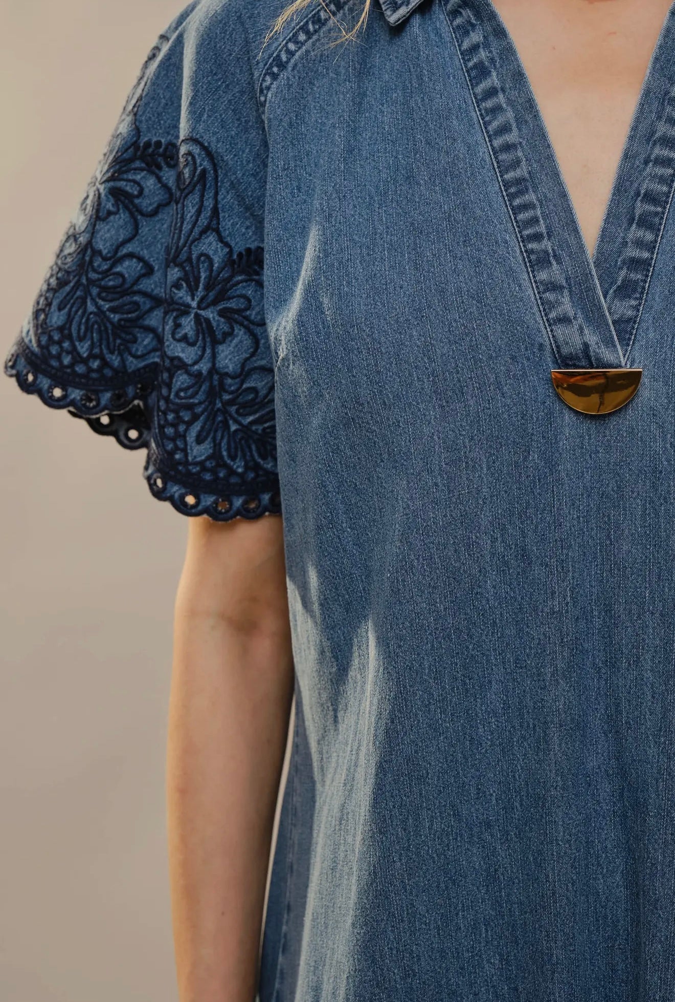Embroidered Hem Dress