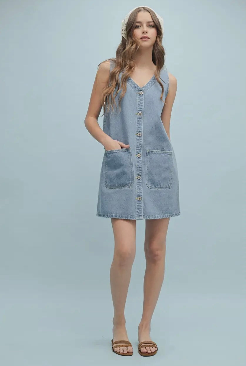 Denim Button Dress