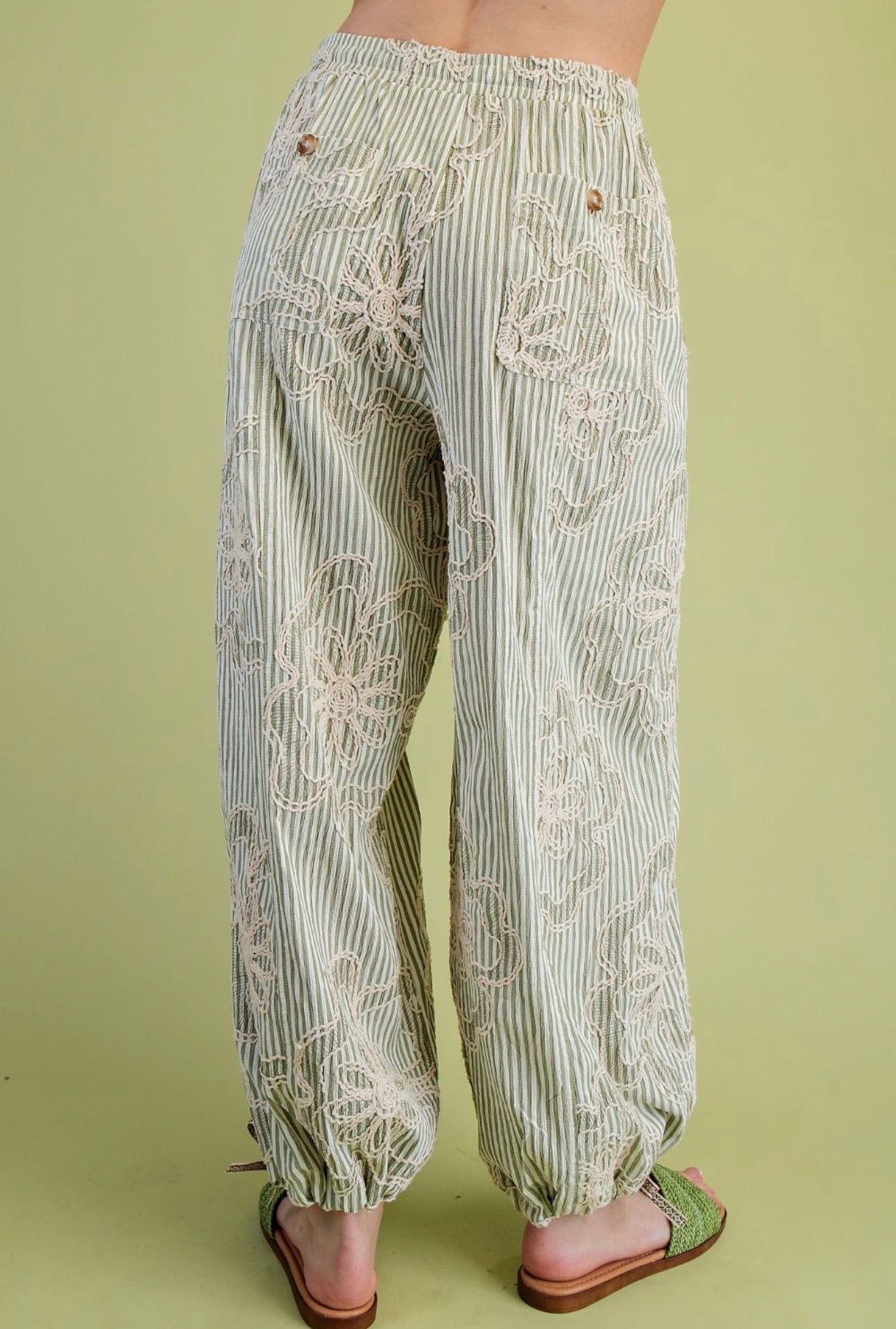 Sage Embroidered Pants