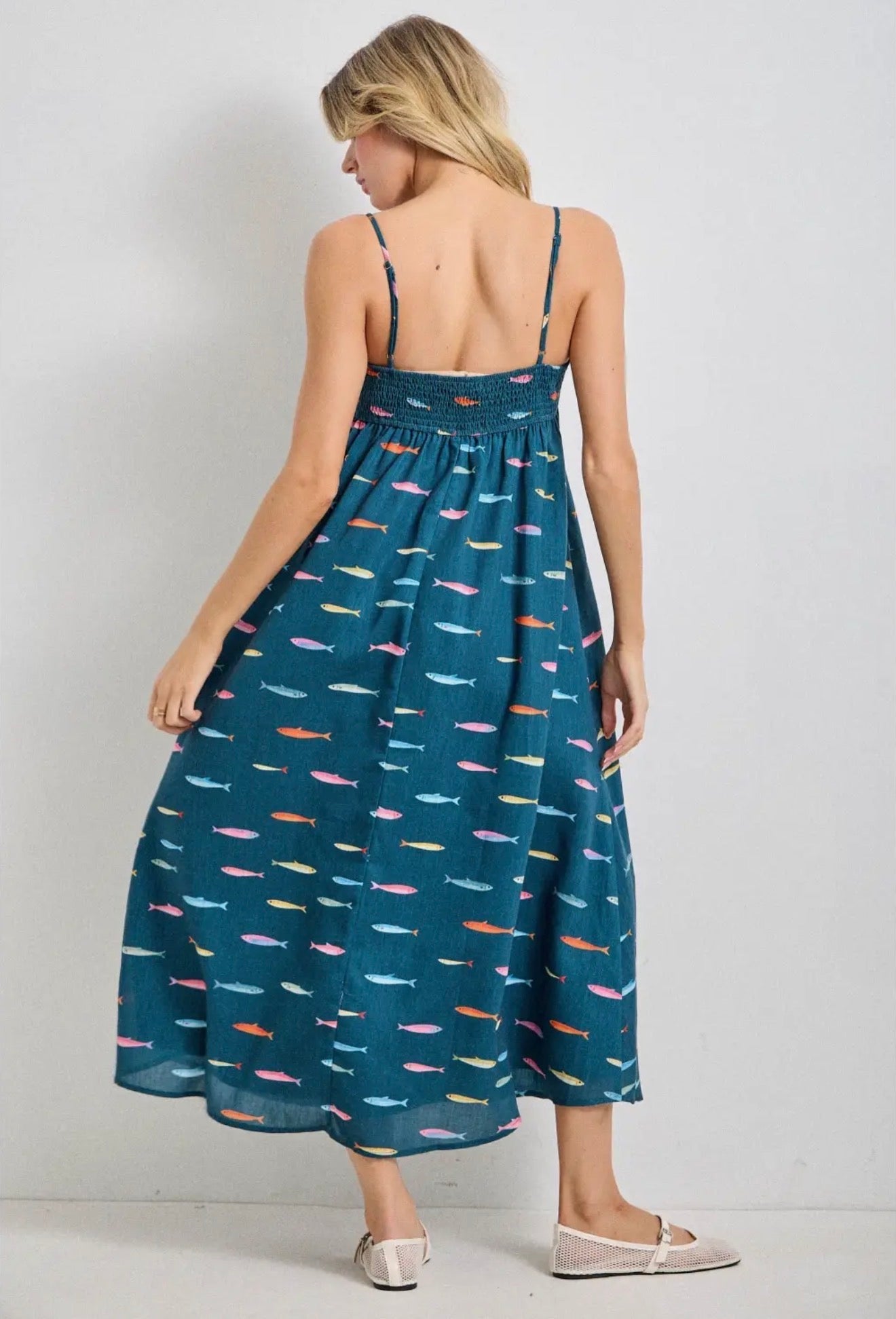 Fish Print Midi