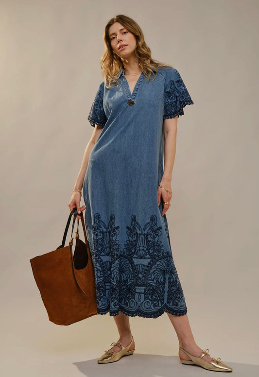 Embroidered Hem Dress