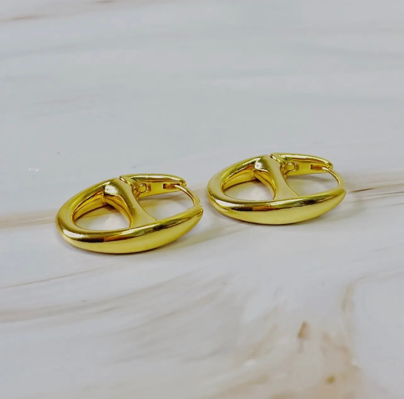 Button Horse Bit Hoop Earrings