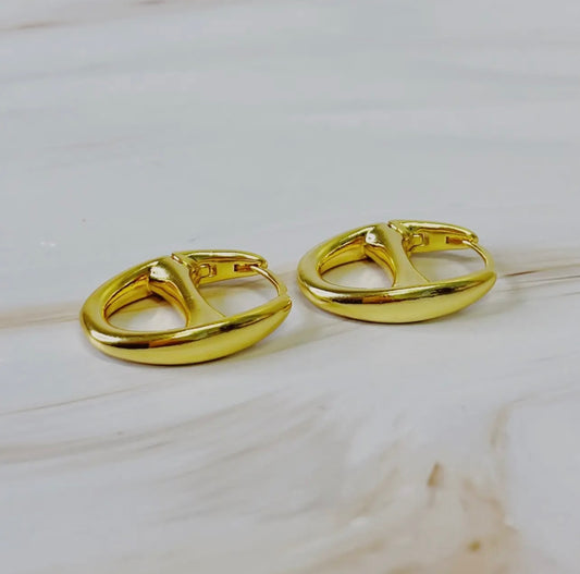 Button Horse Bit Hoop Earrings