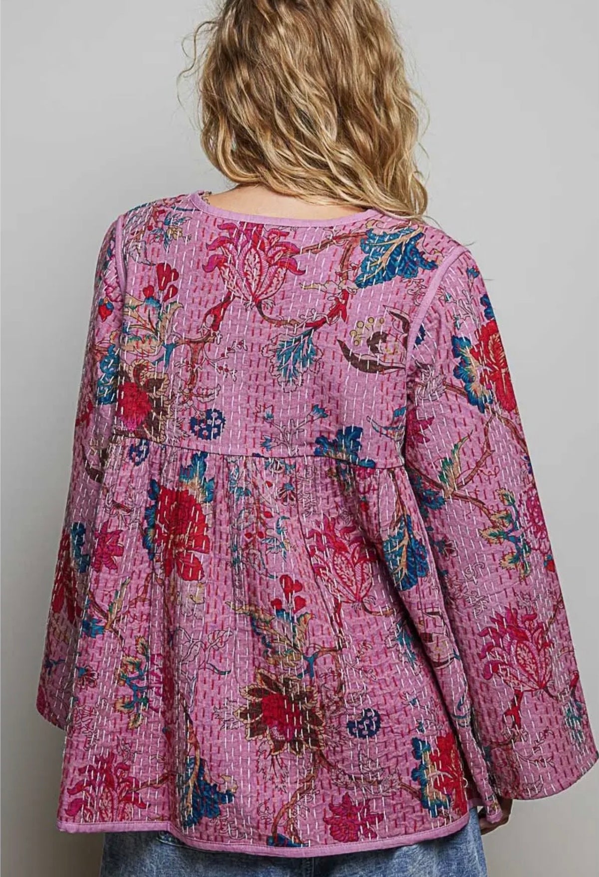 Quilted Floral Cardigan Jacket
