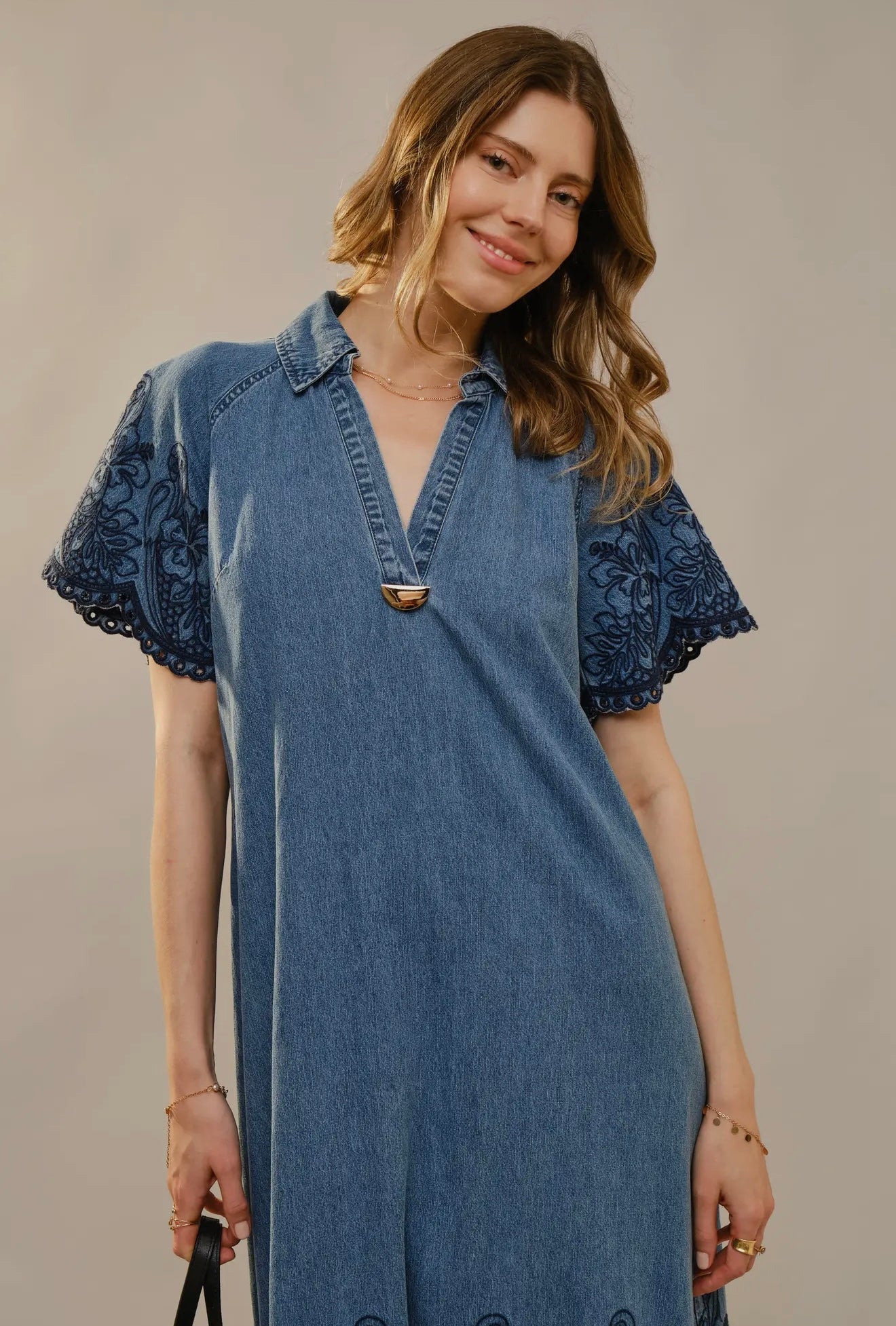 Embroidered Hem Dress