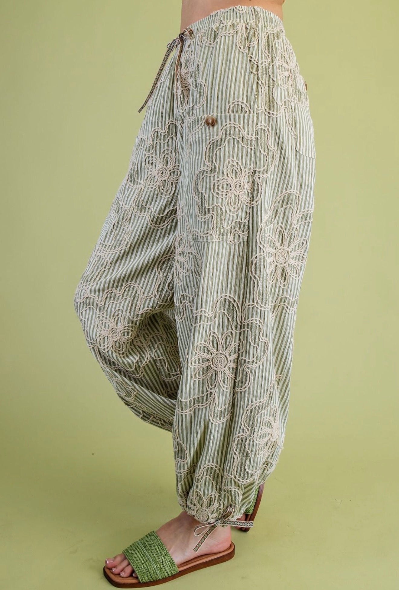 Sage Embroidered Pants