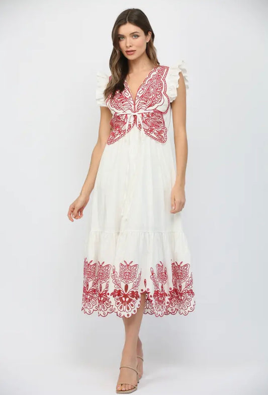 Embroidered Butterfly Dress