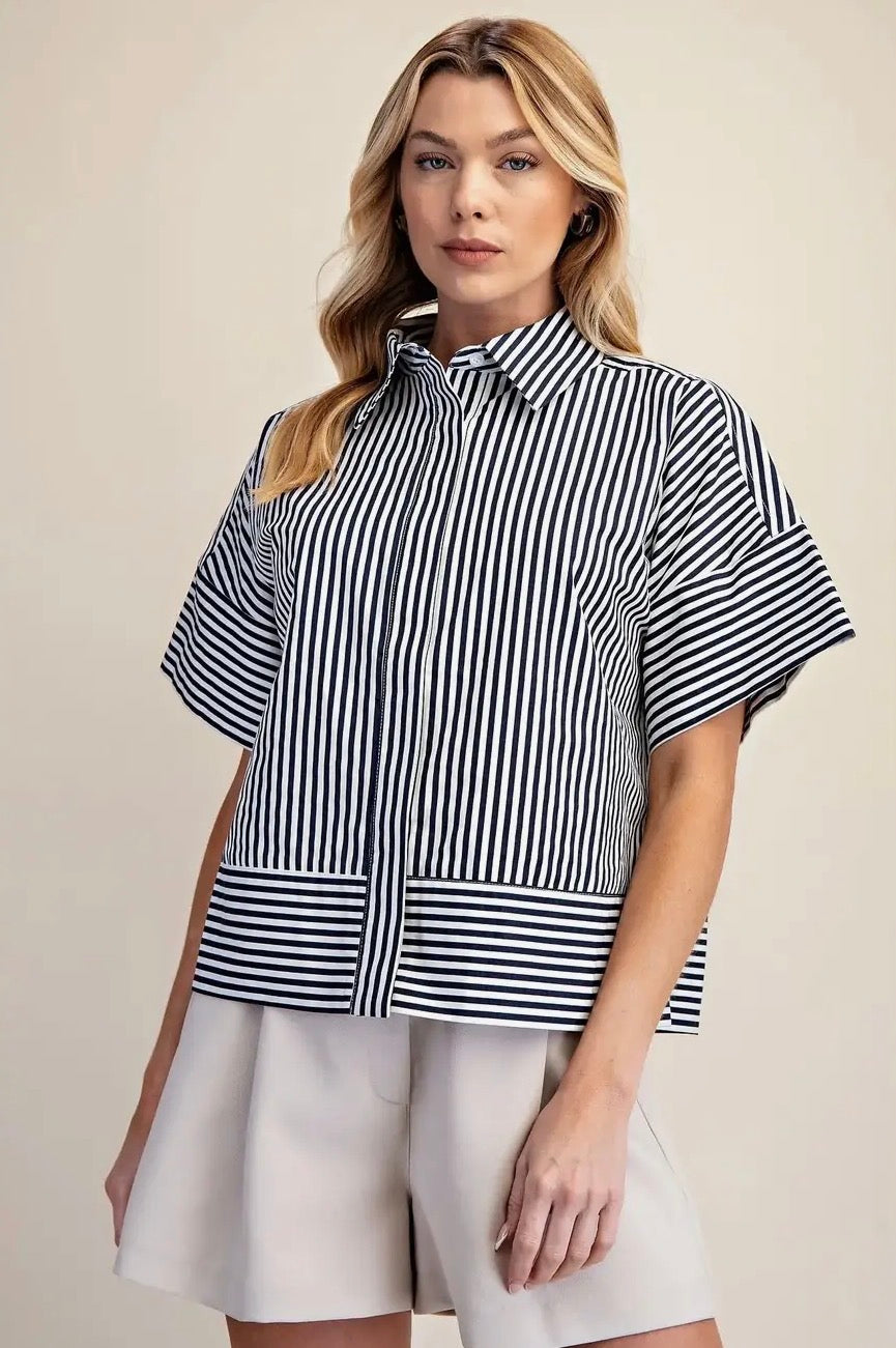 Navy Beck Blouse