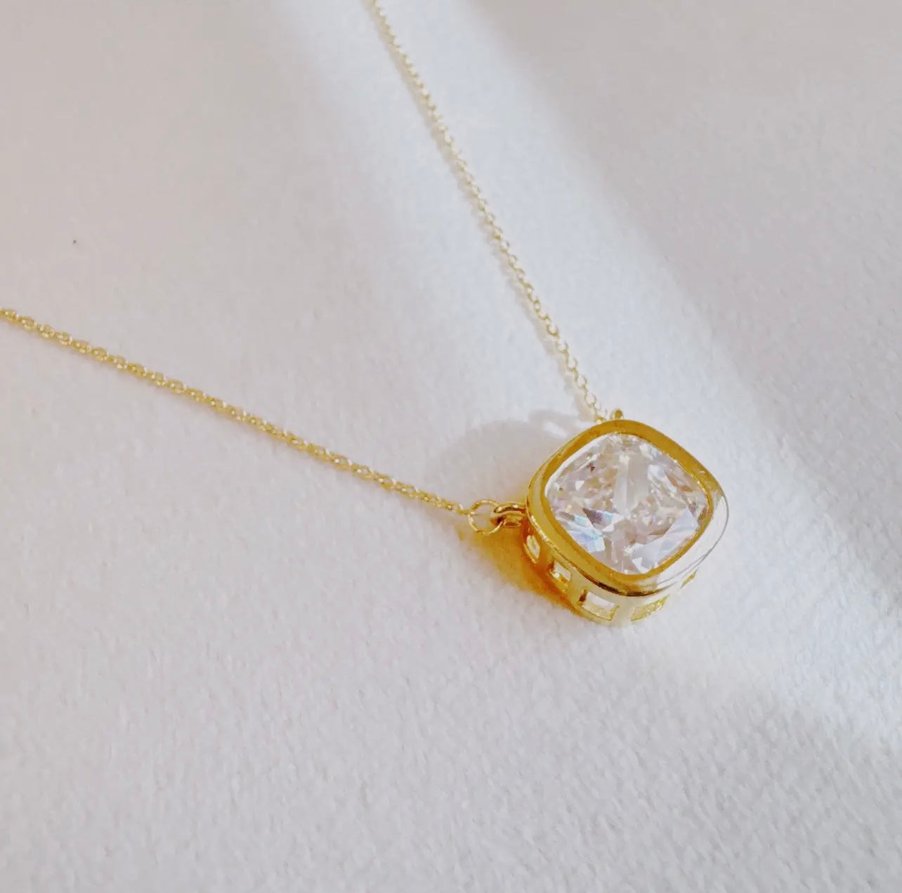 Large Bezel Diamond Necklace