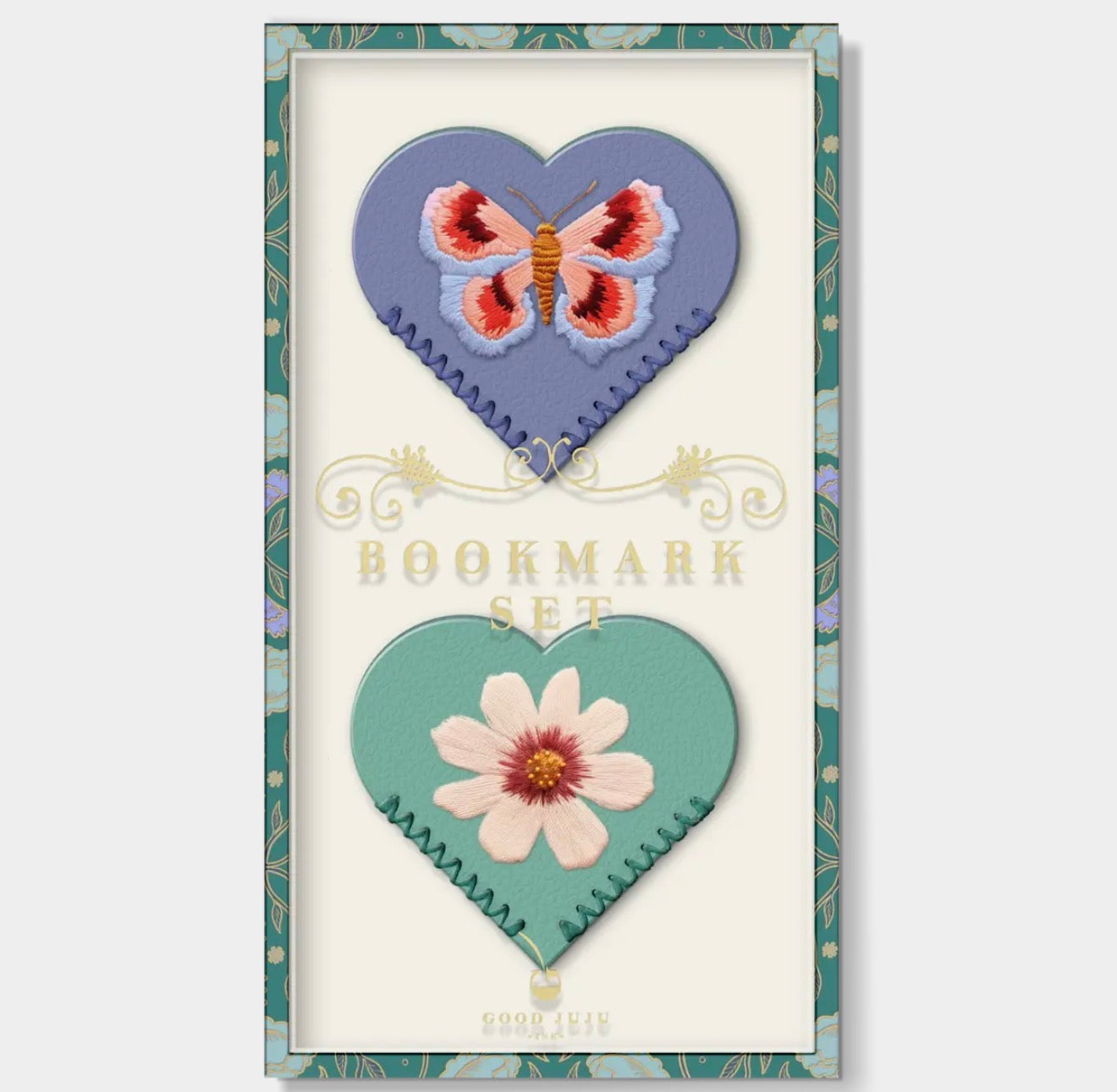 Embroidered Heart Corner Bookmarks