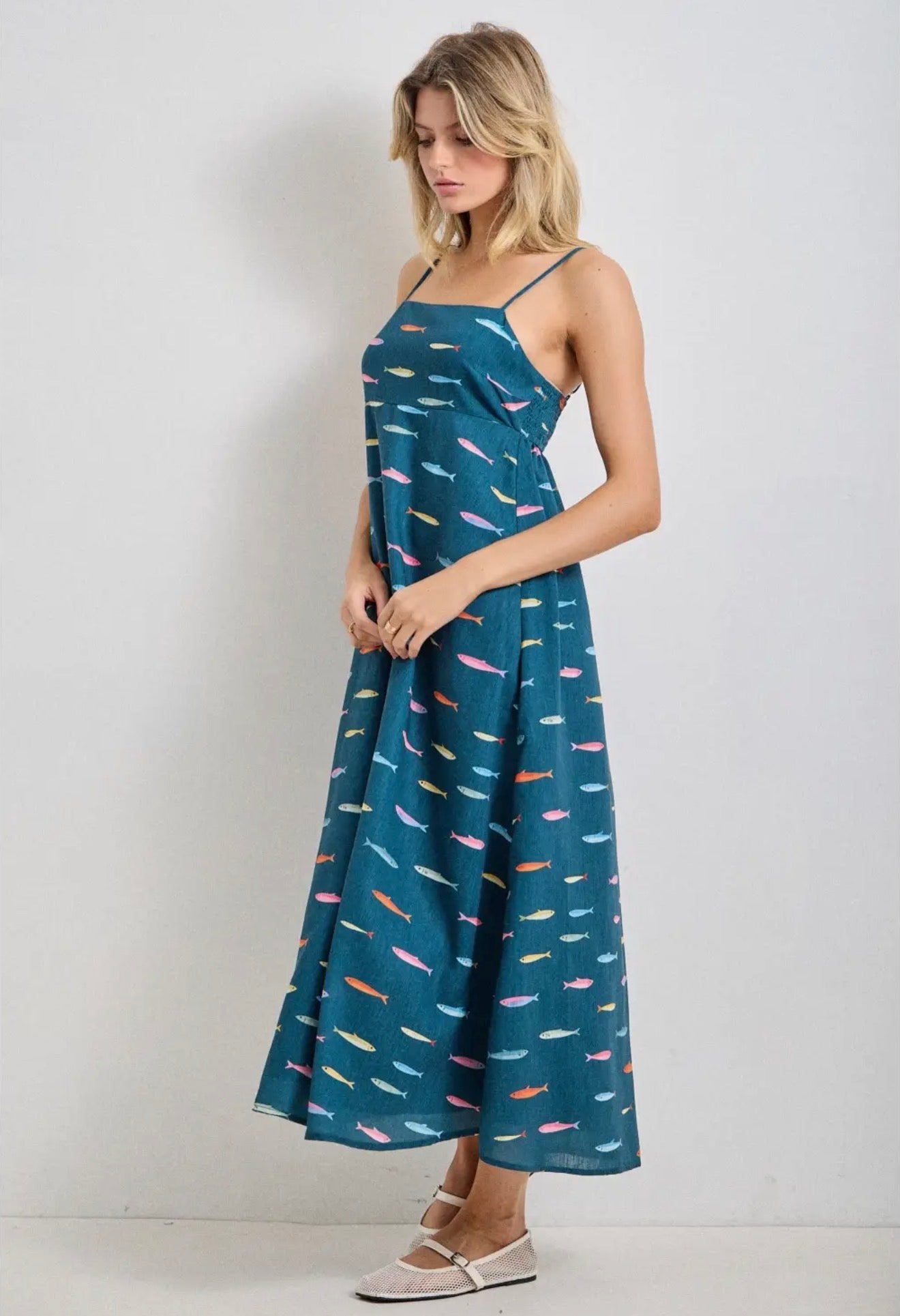 Fish Print Midi