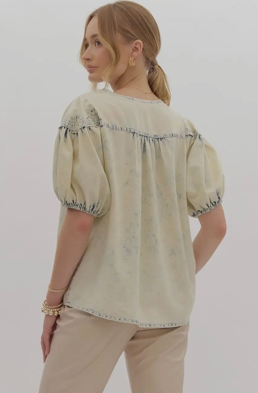 Martina- Eyelet Denim Top
