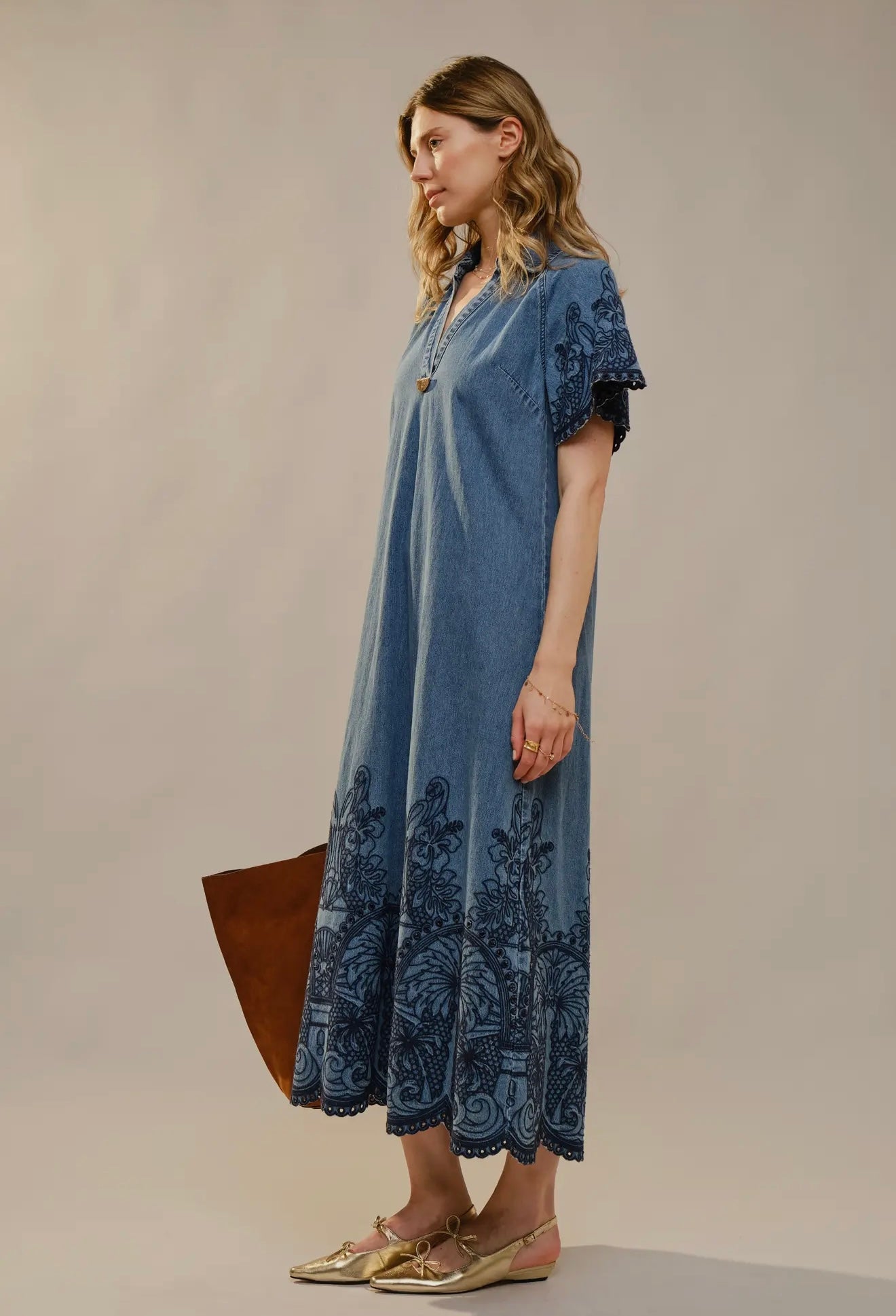 Embroidered Hem Dress