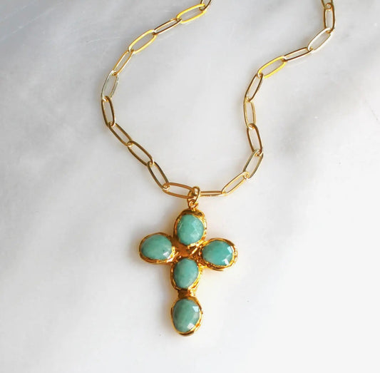 Amazonite Cross Necklace