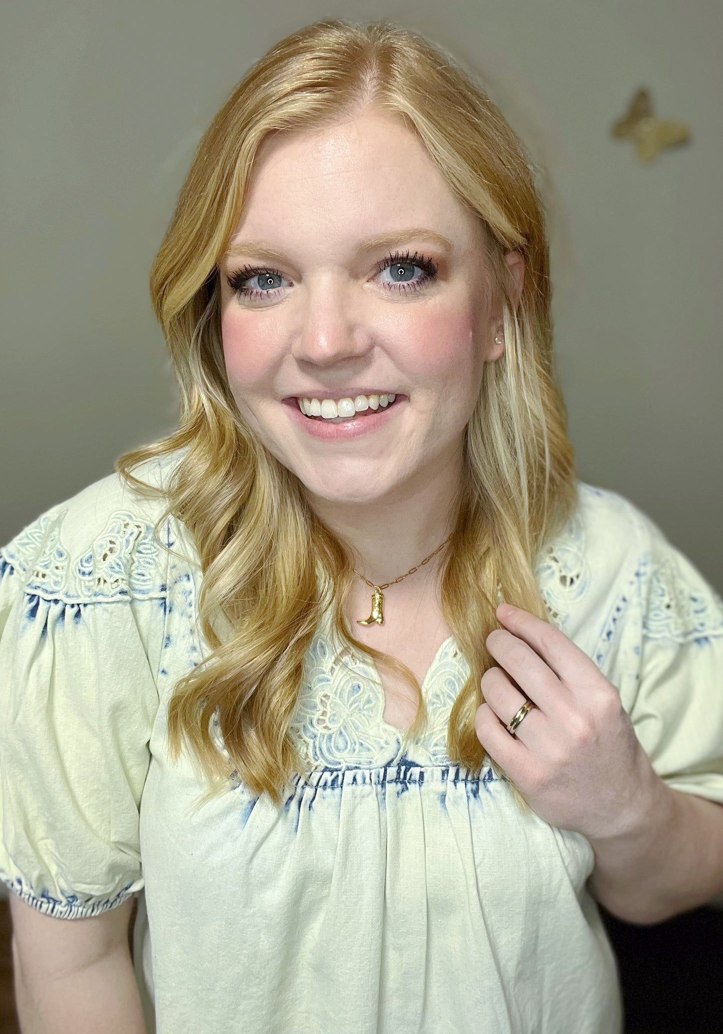 Martina- Eyelet Denim Top