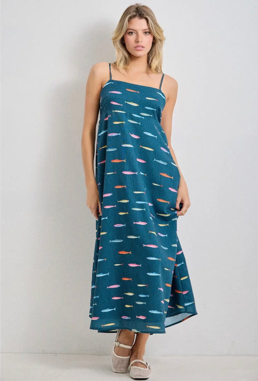 Fish Print Midi