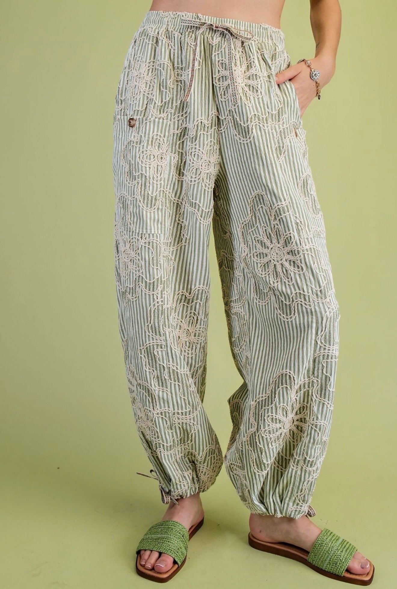 Sage Embroidered Pants