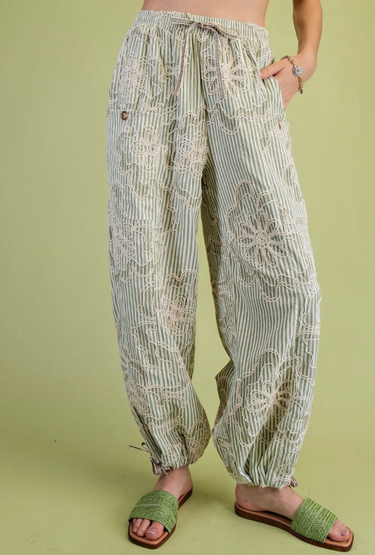 Sage Embroidered Pants