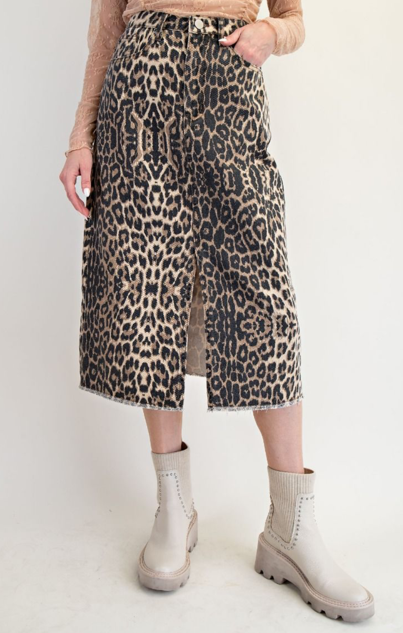 Leopard Denim Skirt