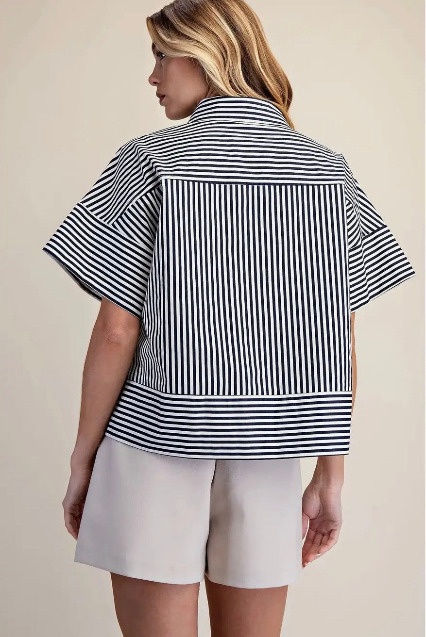 Navy Beck Blouse