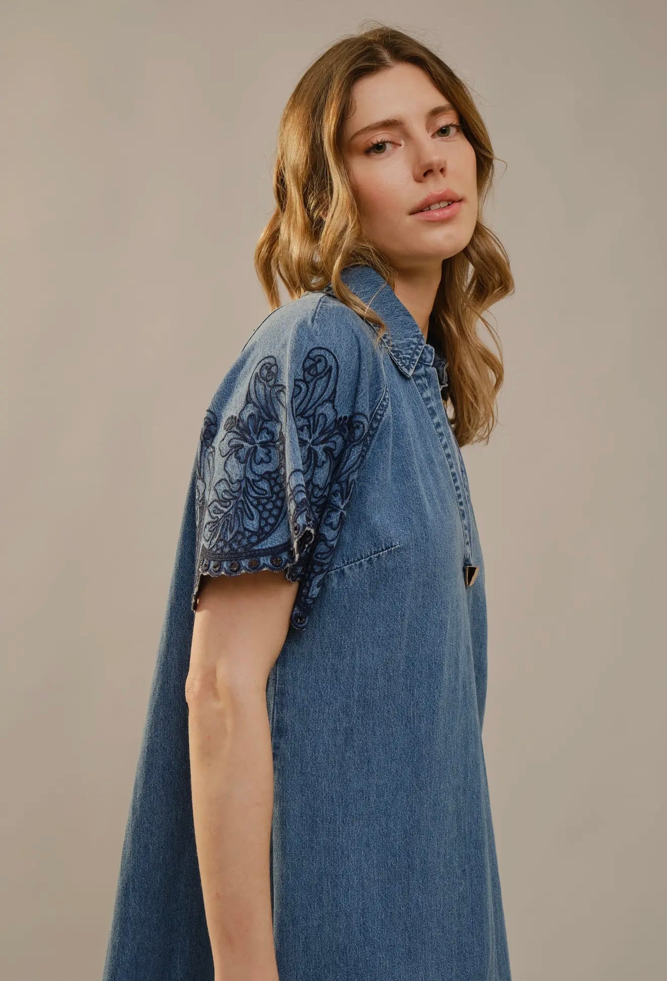 Embroidered Hem Dress