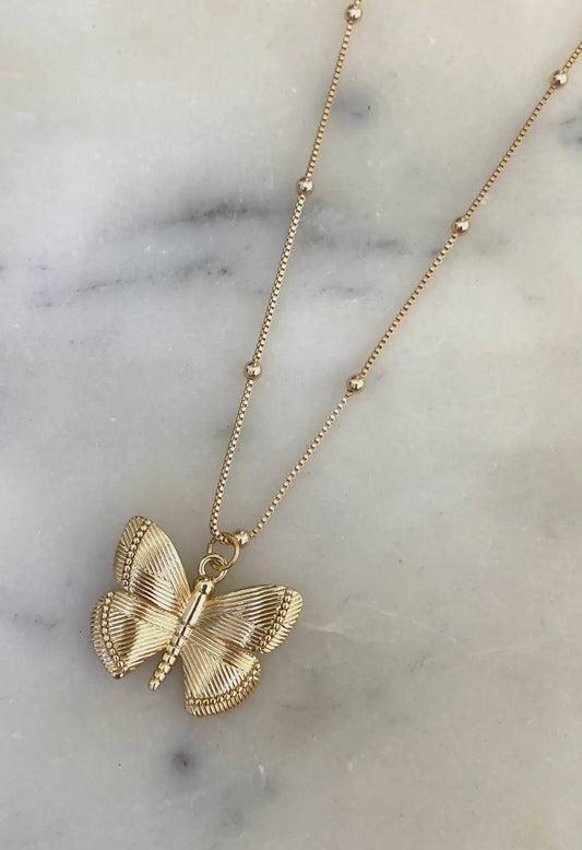 18K Gold Filled Butterfly Pendant Necklace