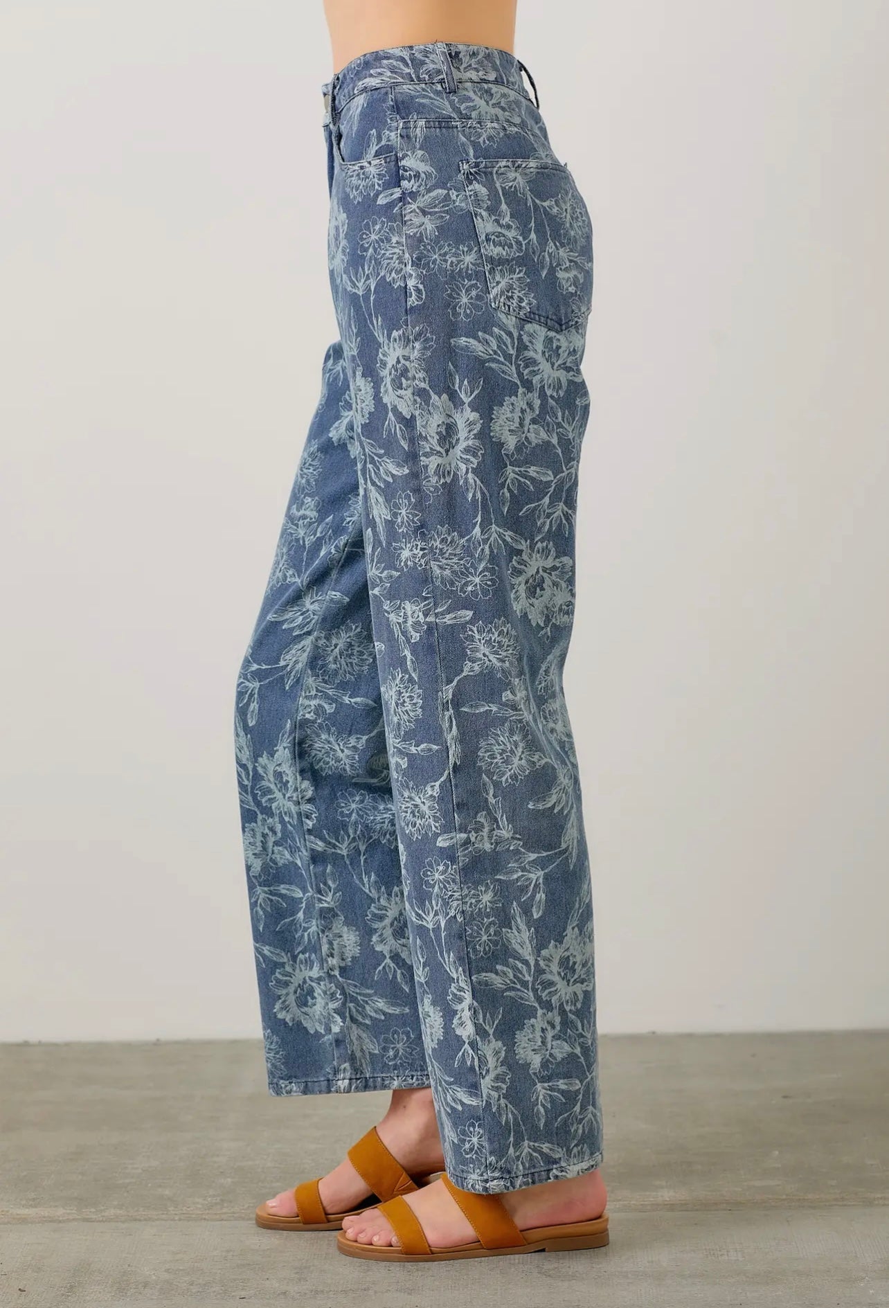 Floral Print Denim Jeans