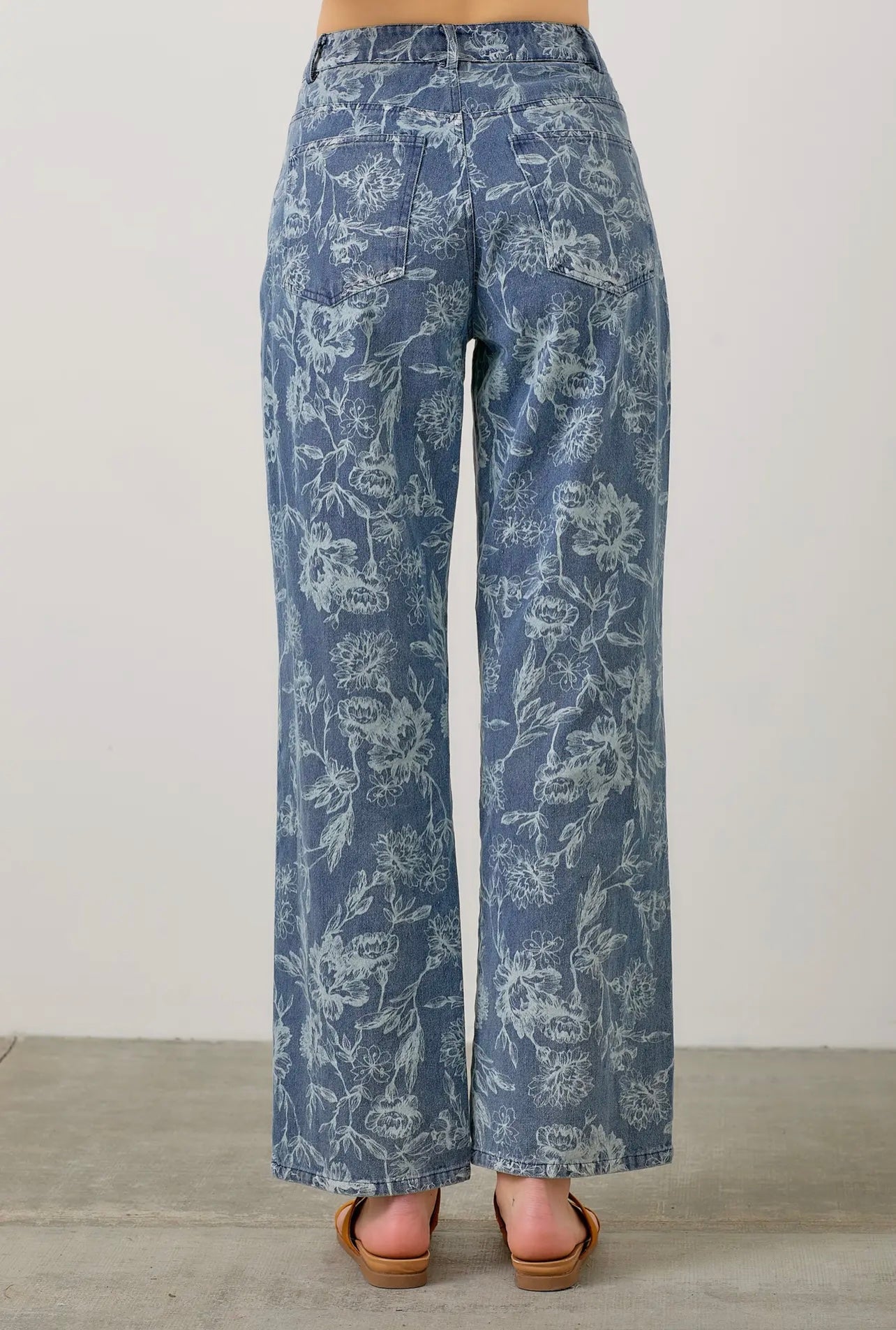 Floral Print Denim Jeans